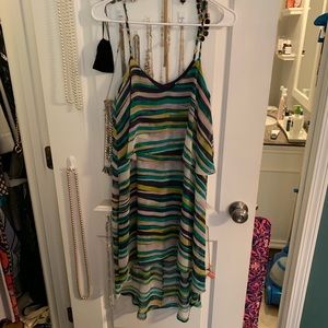 Colorful striped high-low dress